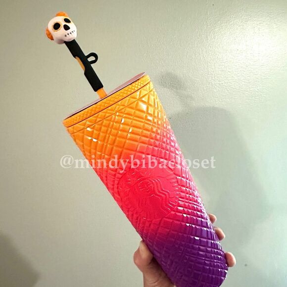 Starbucks Other - Starbucks Halloween 2024 Dia De Muertos gem pattern ombré Tumbler skull topper